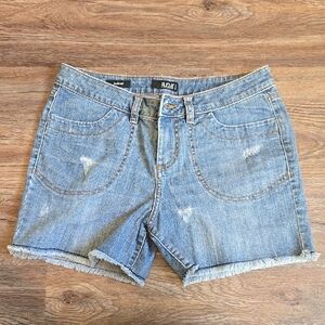 a.n.a Blue Jean Shorts Distressed Mid-Rise